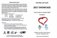 Image of Tutti Kids and Youth 2017 Showcase Program 