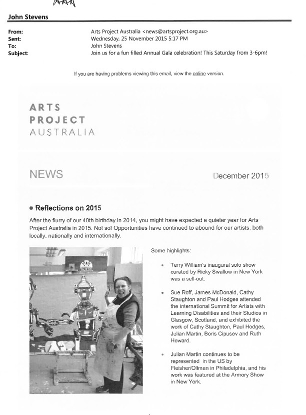 Image of Arts Project Australia - ENews - 20151125