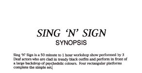 Image of Australian Theatre of The Deaf - Sing & Sign Workshop/Performance Synopsis