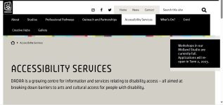 Image of DADAA  Accessibility Services Webpage, captured 2023"