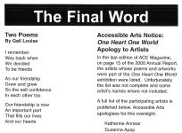 Image of Accessible Arts - ACE Arts Creativity Expression -The Final Word: Two Poems By Gail Louise - 2000, Pg10