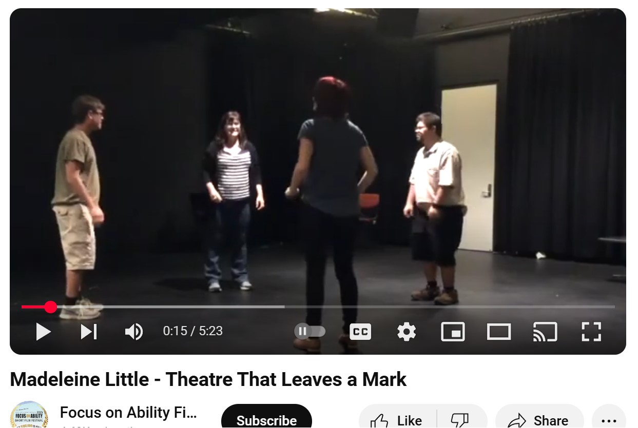 Image of Documentary by Madeleine Little on Indelability Arts - Theatre that leaves a Mark, Focus on Ability Film Festival, YouTube 