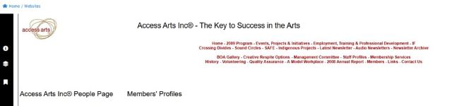 Image of Access Arts -Our Artists, 2001, webpage