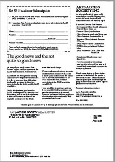 Image of Arts Access Victoria - Arts Access Society Inc. - Access Newsletter September 1989