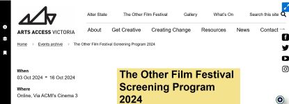 Image of The Other Film Festival Screening Program on AAV website 2024