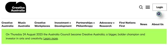 Image of Creative Australia/Australia Council - Website - Name Change 2023