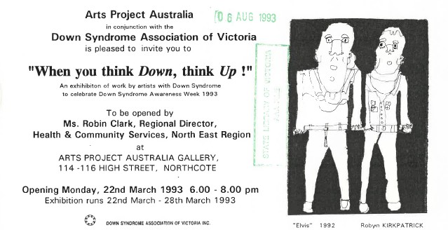 Image of Arts Project Australia - When You Think Down Think Up Exhibition 1993 - Promotional Card
