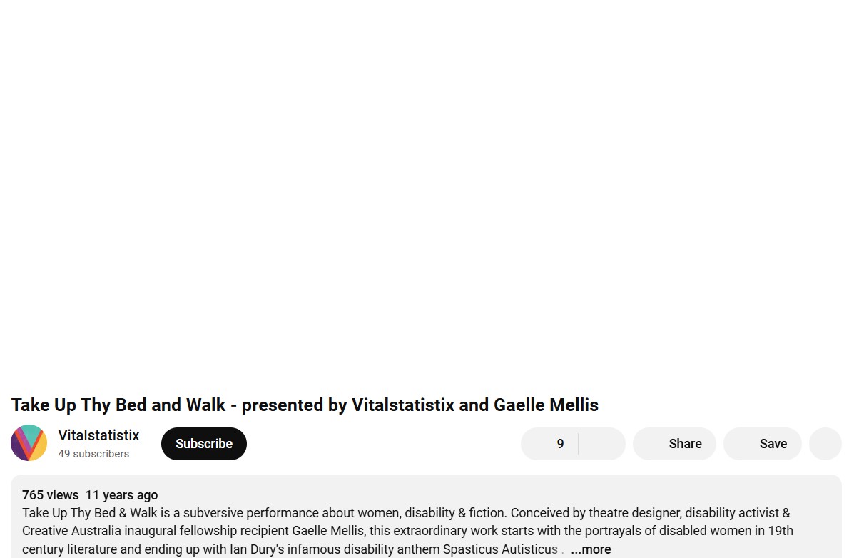 Image of YouTube - Take Up Thy Bed and Walk - presented by Vitalstatistix and Gaelle Melli