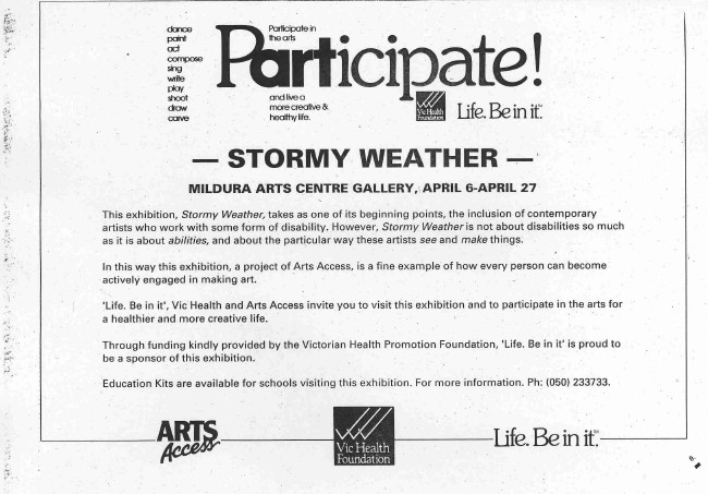 Image of Arts Access Victoria – Arts Access Society Inc. - Stormy Weather 1992 - Promotional Flyer