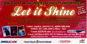Image of Tutti Arts - 'Let It Shine' Concert 2009 Promotional Card