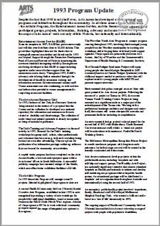 Image of Arts Access Victoria – 1993 Program Update