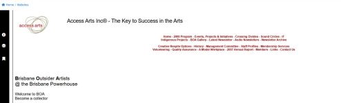 Image of Access Arts - Brisbane Outsider Artists  2008 webpage