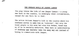 Image of Australian Theatre of The Deaf - The Unheard World of Jasper Lawson - Promotional Flyer
