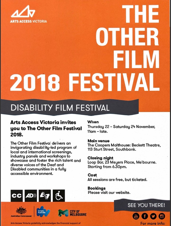 Image of Arts Access The Other Film Festival 2018 Invitation