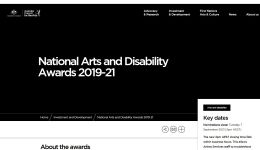 Image of Australia Council website: Australia Council - Awards - National Arts and Disability Awards 2019-2021