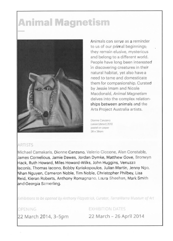 Arts Project Australia - Animal Magnetism Exhibition 2014 - Email Promotional Flyer