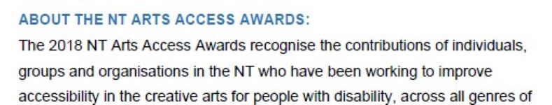 Image of Incite Arts - NT Arts Access Awards and Certificates of Commendation 2018