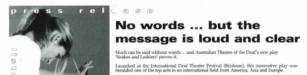 Image of Australian Theatre of The Deaf - Snakes And Ladders Press Release