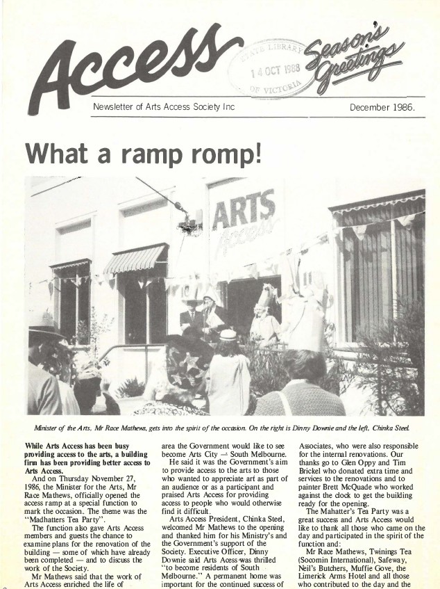 Image of Arts Access Victoria - Arts Access Society Inc. - Access Newsletter December 1986