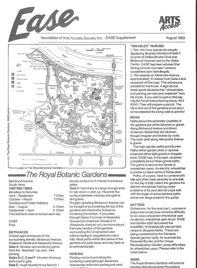 Image of Arts Access Victoria - Arts Access Society Inc. - EASE Entertainment Access Service Newsletter August 1989