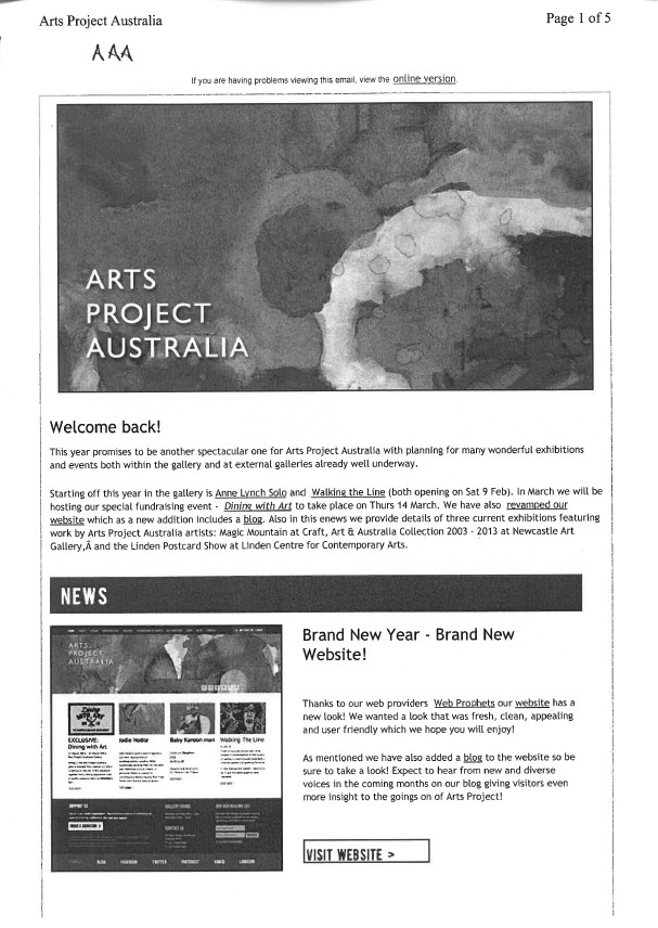 Image of Arts Project Australia - ENews - 20130211